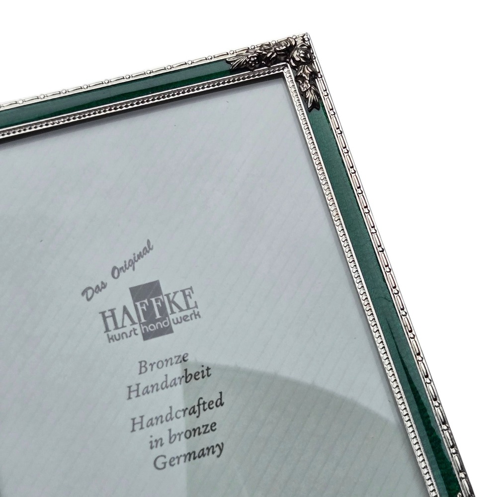 Haffke Picture Frame Mini 3.5x5 Green Silver Bronze Enamel Handcrafted Germany